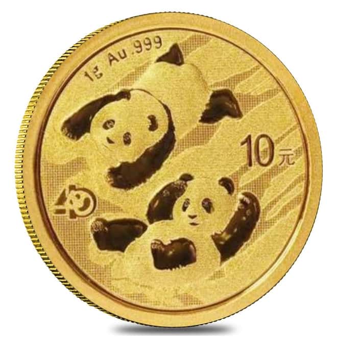 2022 1 gram Chinese Gold Panda 40th Ann Privy 10 Yuan .999 Fine BU (Sealed)