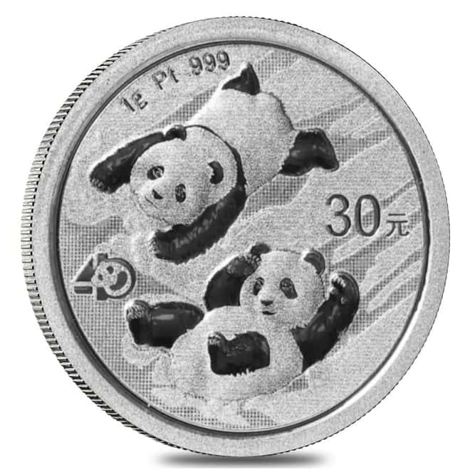 2022 1 gram Chinese Platinum Panda 40th Ann Privy 30 Yuan .999 Fine BU