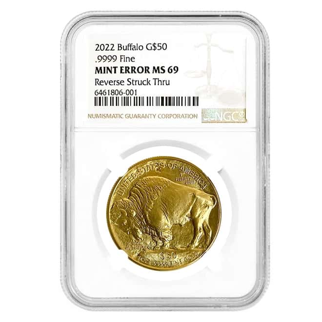 2022 1 oz Gold American Buffalo NGC MS 69 Mint Error (Rev Struck Thru)