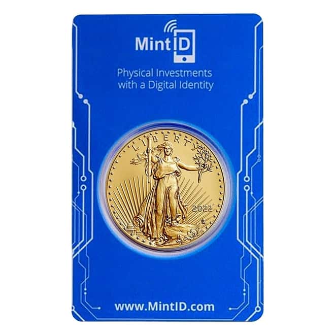 2022 1 oz Gold American Eagle $50 Coin BU (In MintID NFC Scan Authentication Card)