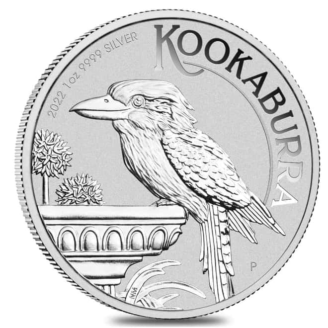 Lot of 100 - 2022 1 oz Silver Australian Kookaburra Perth Mint .9999 Fine BU In Cap (5 Rolls, Box of 100)