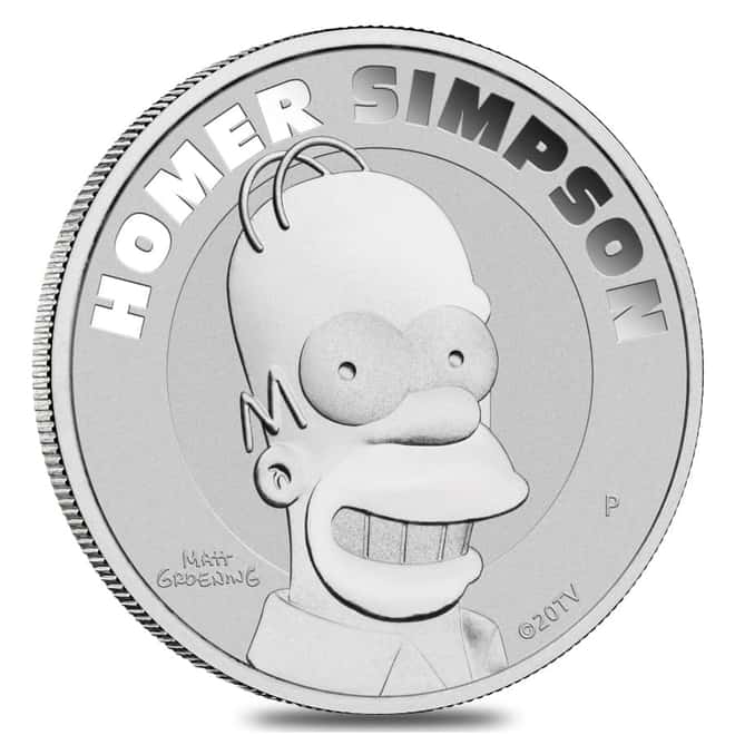 Roll of 20 - 2022 1 oz Tuvalu Homer Simpson Silver Coin .9999 Fine BU In Cap