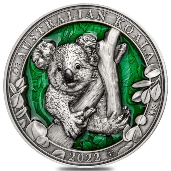 2022 3 oz Silver Australian Koala - Colors of Wildlife Coin Barbados .999 Fine (w/Box & COA)
