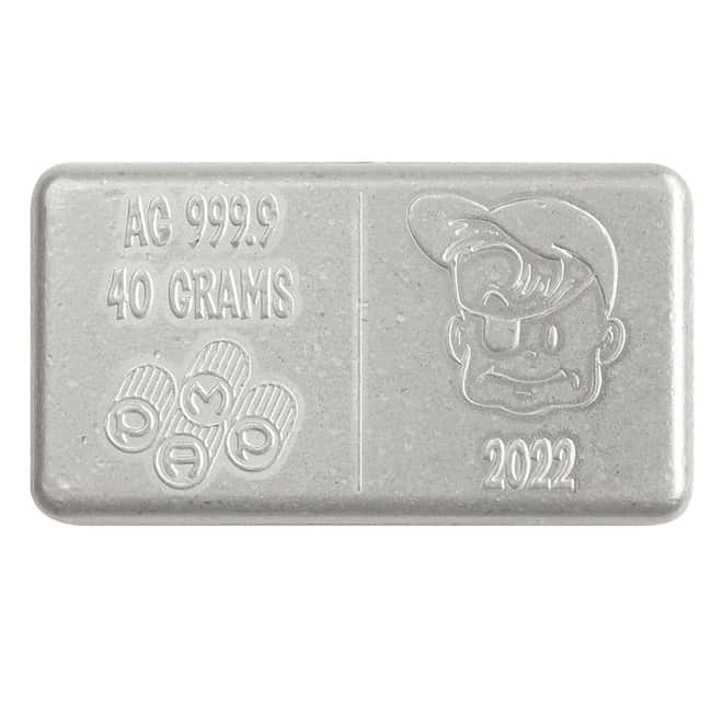 2022 40 gram PAMP Suisse Bazooka Joe Bubble Gum Silver Wafer - 75th Ann (w/Box & COA)