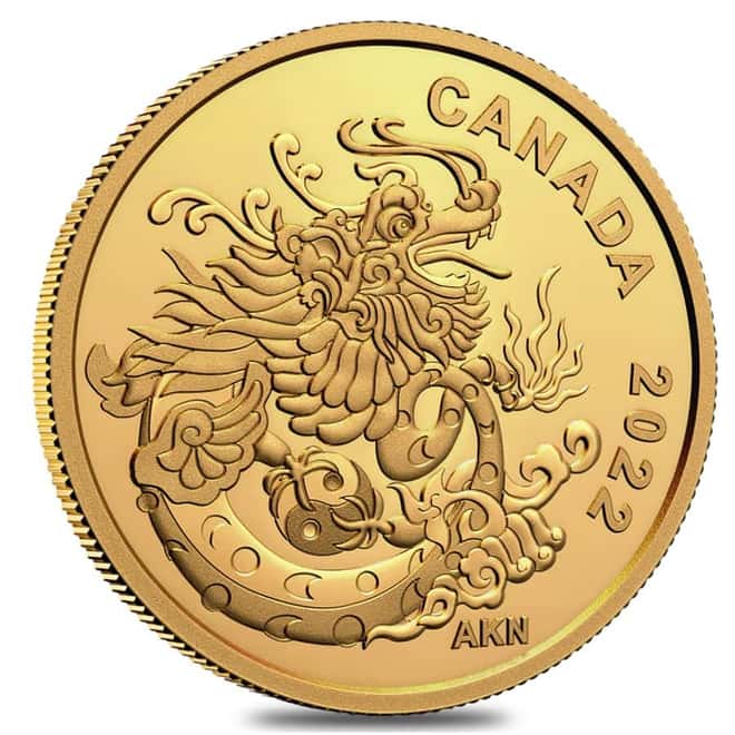 2022 Canada 1/20 oz Earth Dragon Proof Gold Coin .9999 Fine (w/Box & COA)