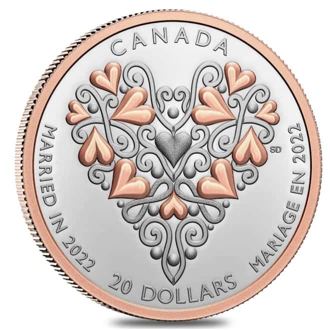 2022 Canada 1 oz Silver Best Wishes On Your Wedding Day Coin .9999 Fine (w/Box & COA)