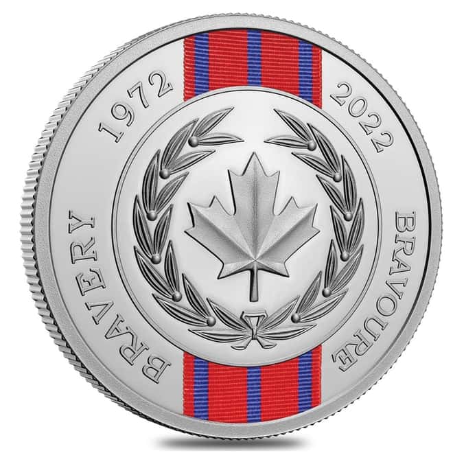 2022 Canada 1 oz Silver Medal of Bravery 50th Ann Coin .9999 Fine (w/Box & COA)