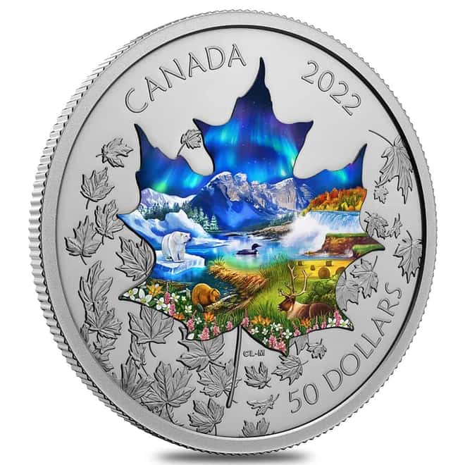 2022 Canada 3 oz Colorized Silver Canadian Collage Coin .9999 Fine (w/Box & COA)