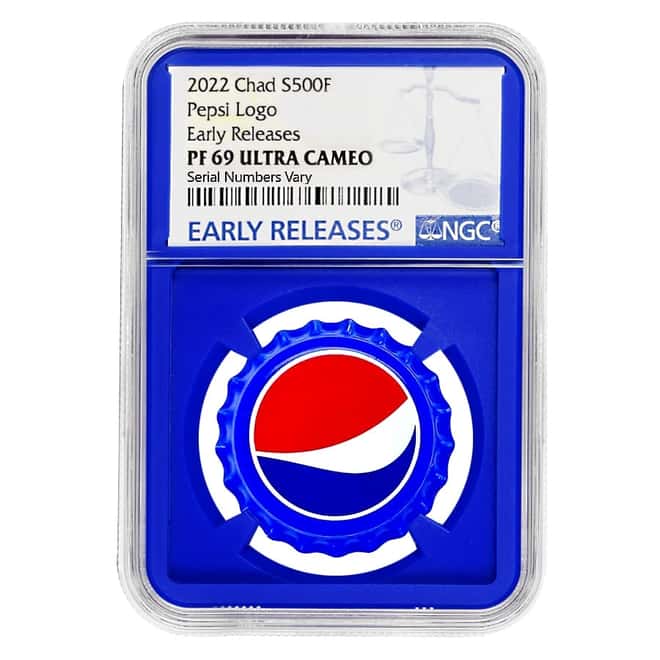 2022 Chad 6 gram Pepsi Bottle Cap Proof Silver Coin NGC PF 69 ER (Blue Core)