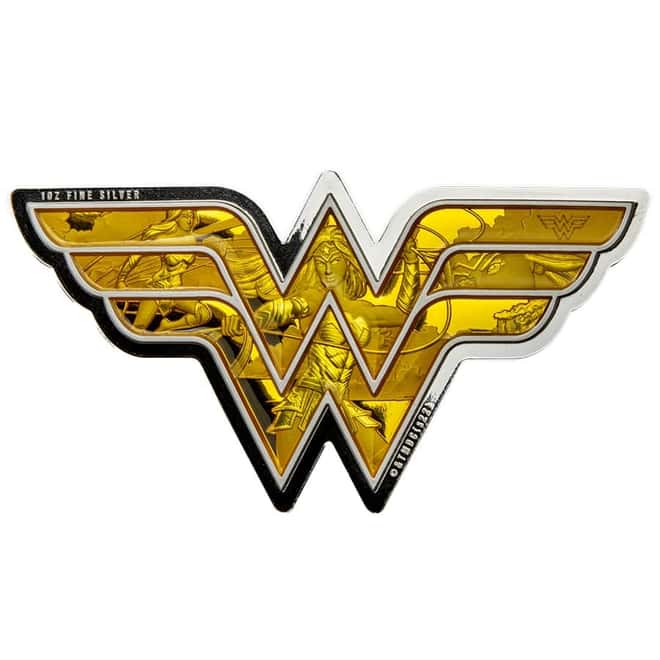 2022 Cook Islands 1 oz DC Comics Wonder Woman Emblem Shaped Silver Coin (w/Box)
