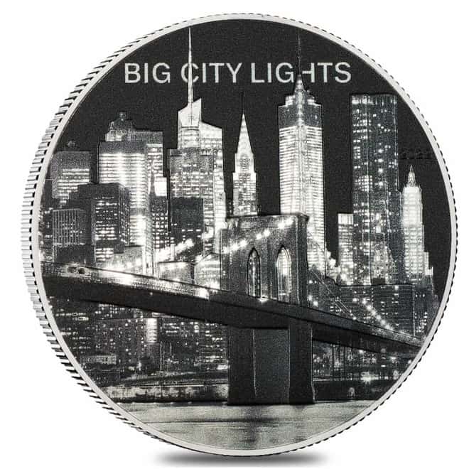 2022 Cook Islands 1 oz Proof Silver Big City Lights - New York Coin .999 Fine (w/Box & COA)
