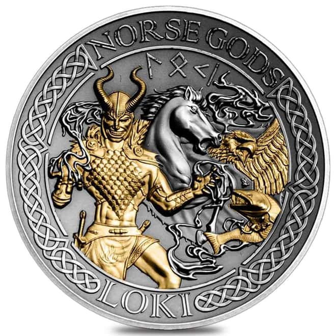 2022 Cook Islands 2 oz Silver Norse Gods Loki Coin .999 Fine