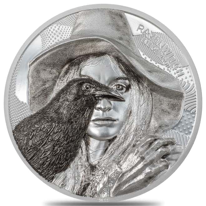 2022 Cook Islands 2 oz Silver Raven Witch - Eye of Magic Coin .999 Fine (w/Box & COA)