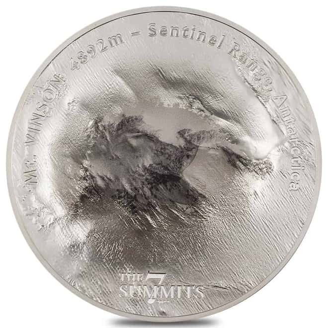 2022 Cook Islands 5 oz Silver Mount Vinson Coin .999 Fine (w/Box & COA)