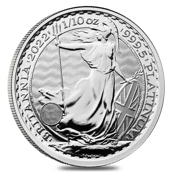 Roll of 25 - 2022 Great Britain 1/10 oz Platinum Britannia Coin .9995 Fine BU (Lot, Tube of 25)