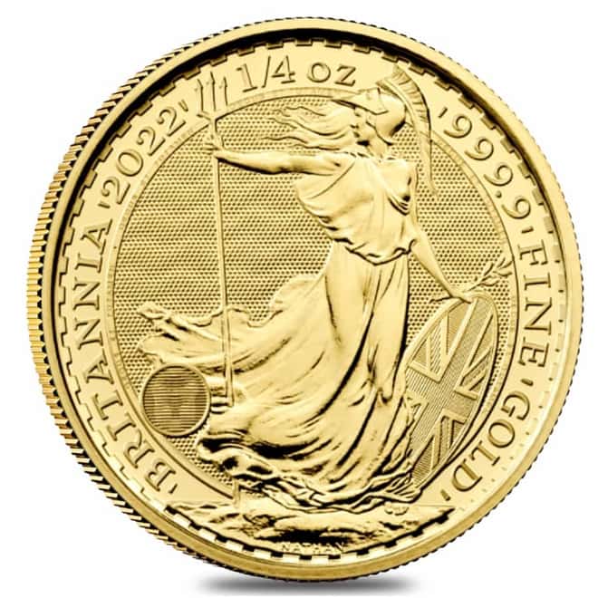 2022 Great Britain 1/4 oz Gold Britannia Coin .9999 Fine BU