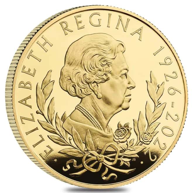 2022 Great Britain 1/4 oz Queen Elizabeth II Proof Gold Coin .9999 Fine (w/Box & COA)