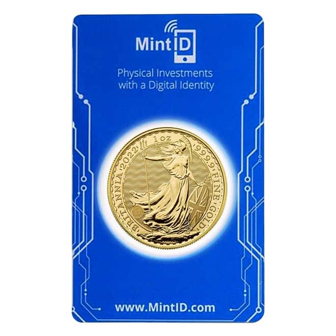 2022 Great Britain 1 oz Gold Britannia Coin .9999 Fine BU (In MintID NFC Scan Authentication Card)
