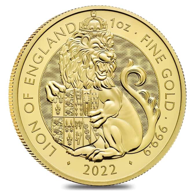 2022 Great Britain 1 oz Gold The Tudor Beasts Lion of England Coin .9999 Fine BU
