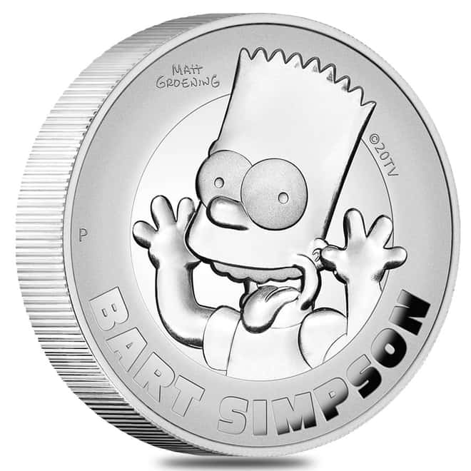 2022 Tuvalu 2 oz Proof Silver Bart Simpson High Relief Coin .9999 Fine (w/Box & COA)