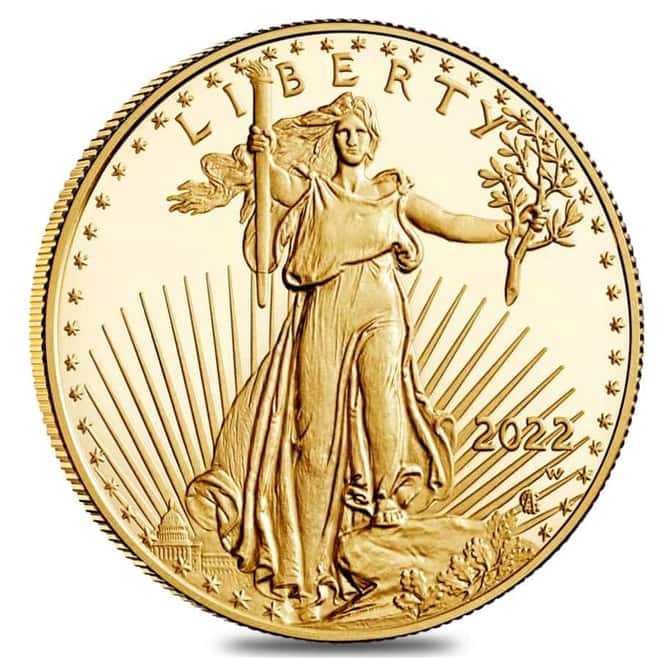 2022-W 1/10 oz $5 Proof Gold American Eagle (w/Box & COA)