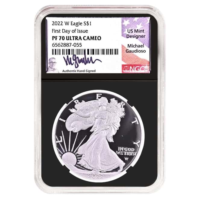 2022-W 1 oz Proof Silver American Eagle NGC PF 70 FDOI (Gaudioso)