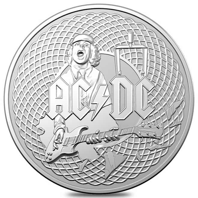 2023 1 oz AC/DC Frosted Silver Coin .999 Fine - Royal Australian Mint (w/Box & COA)
