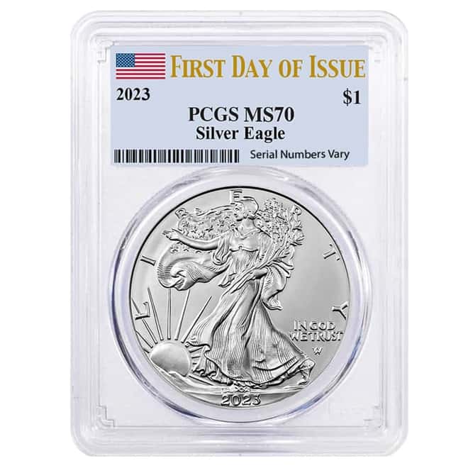 2023 1 oz Silver American Eagle $1 Coin PCGS MS 70 First Day of Issue