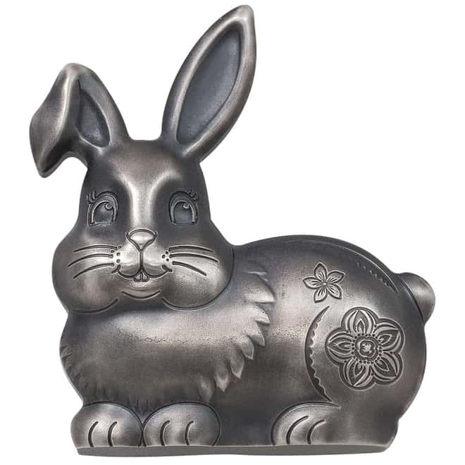 2023 1 oz Silver Lunar Year of The Rabbit Shaped Coin Mongolia .999 Fine (w/Box & COA)