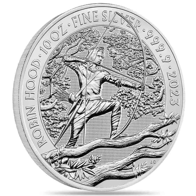 2023 Great Britain 10 oz Robin Hood Silver Coin .9999 Fine BU