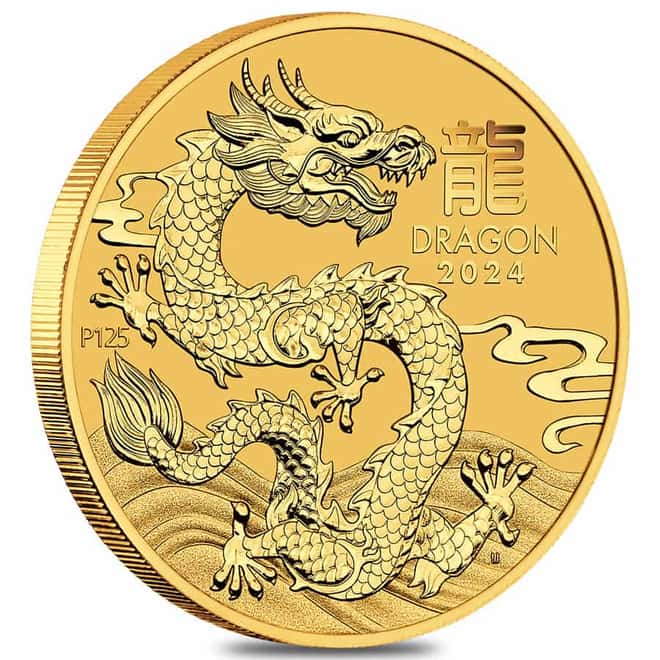2024 1/2 oz Gold Lunar Dragon BU Australia Perth Mint