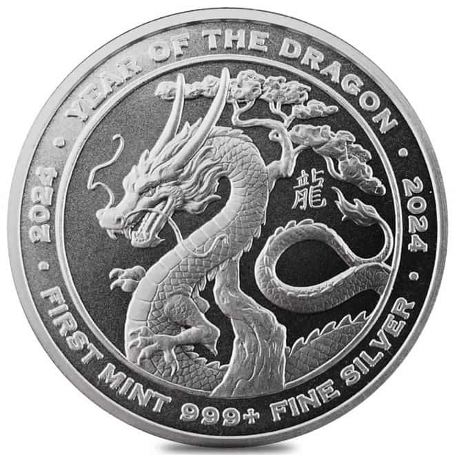 Tube of 20 - 2024 1 oz First Mint Lunar Dragon Silver Round .999 Fine