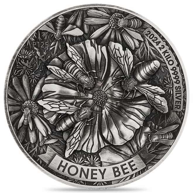 2024 2 Kilo Honey Bee Antiqued Silver Coin Australian Perth Mint
