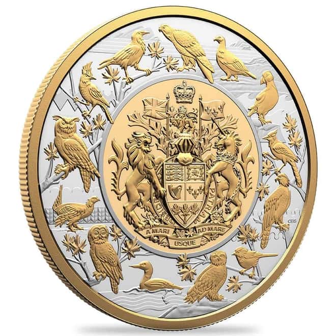 2024 Canada 5 oz Heraldic Landscape - Birds of Canada Silver Coin