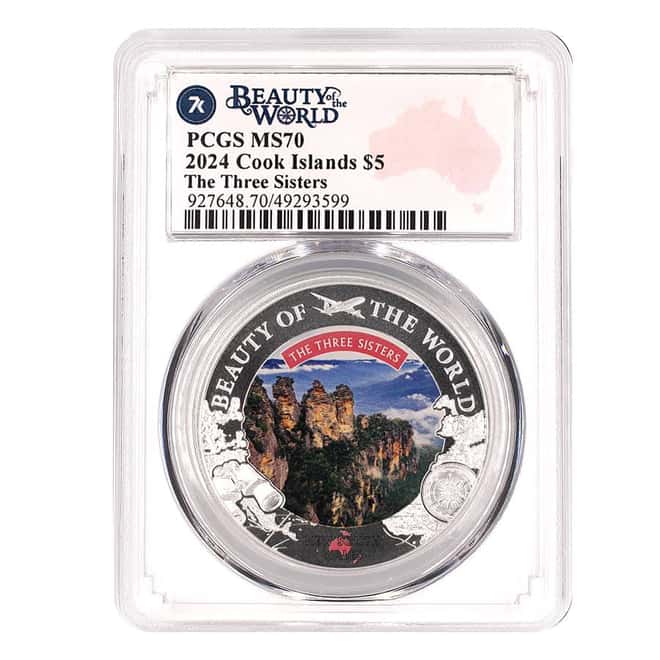 2024 Cook Islands 1 oz Beauty of the World Three Sisters Silver Coin PCGS MS 70