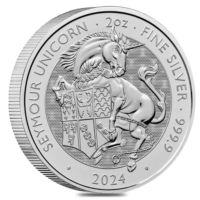 Monster Box of 200 - 2024 GB 2 oz Silver The Tudor Beasts Seymour Unicorn Coin BU