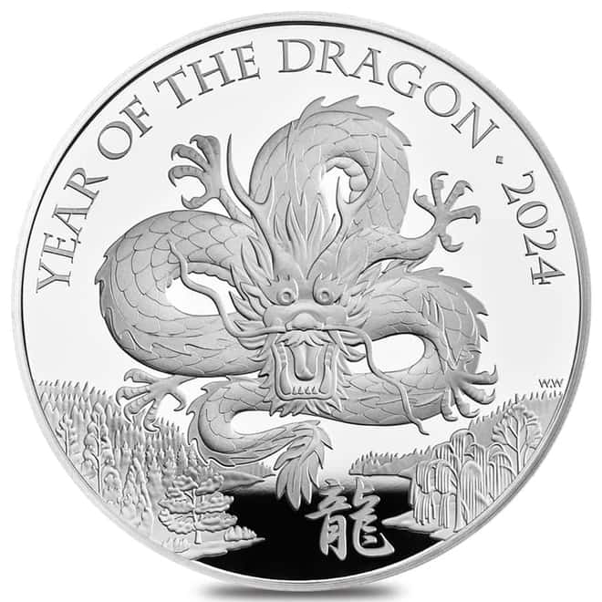 2024 Great Britain 5 oz Lunar Dragon Proof Silver Coin