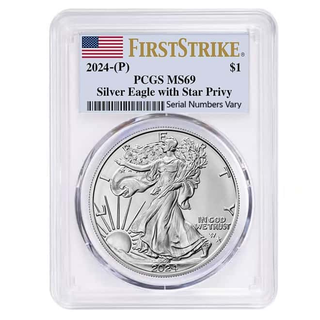 2024 (P) Star Privy 1 oz Silver American Eagle PCGS MS 69 FS (Flag)