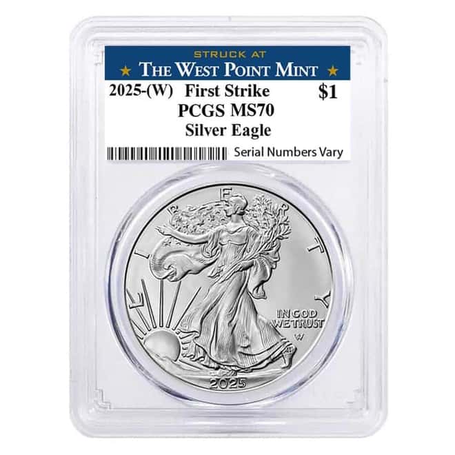 2025 (W) 1 oz Silver American Eagle PCGS MS 70 FS West Point