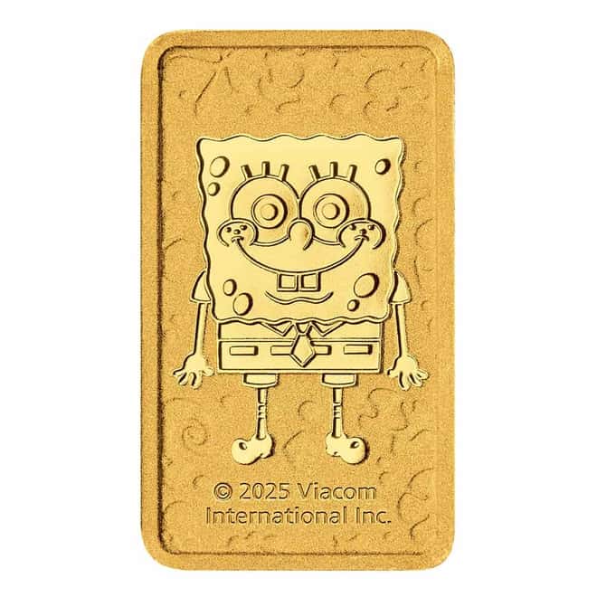 2025 1 Gram Perth Mint SpongeBob SquarePants™ Gold Bar (in Assay)
