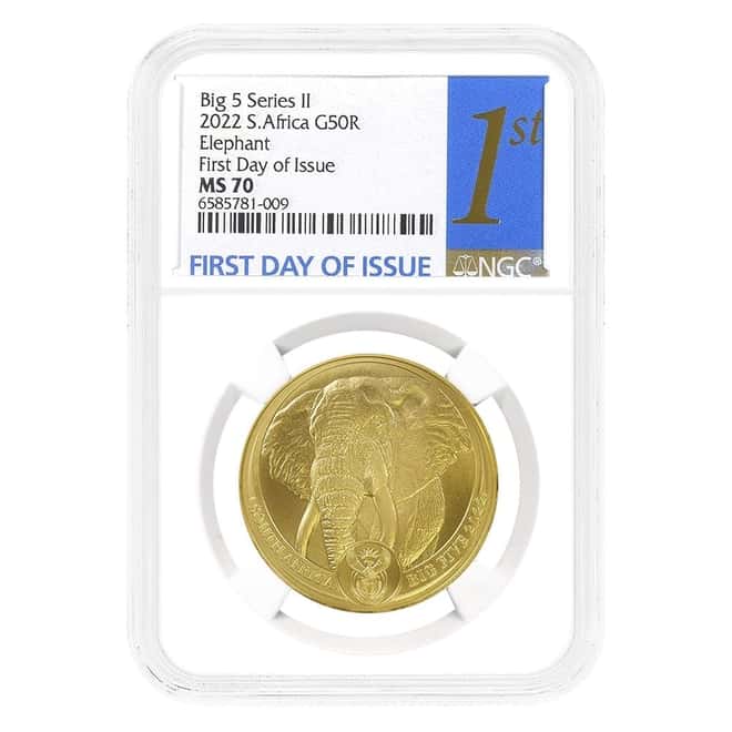 2022 South Africa 1 oz Big Five Elephant Gold Coin NGC MS 70 FDOI