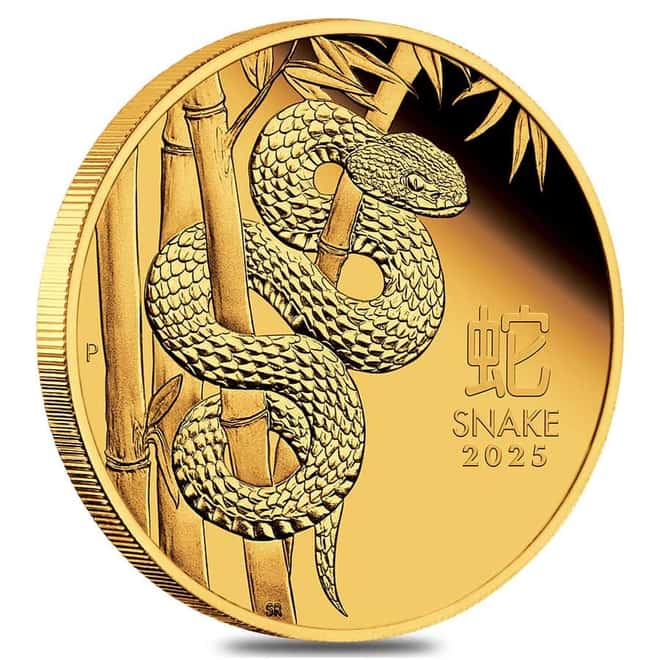 2025 1 oz Proof Gold Lunar Snake Coin Australian Perth Mint