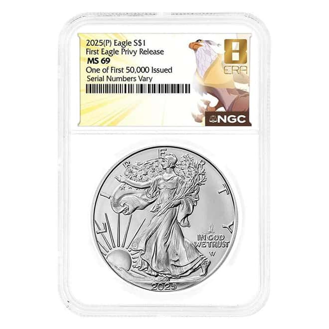 2025 Eagle Privy 1 oz Silver American Eagle NGC MS 69 One of First 50K