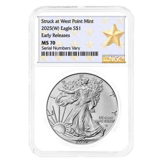 2025 (W) 1 oz Silver American Eagle NGC MS 70 ER West Point