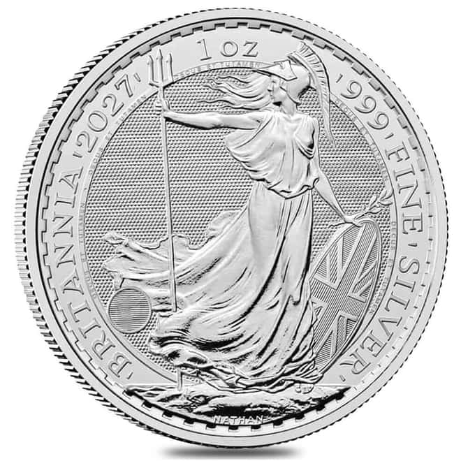 Roll of 25 - 2027 Great Britain 1 oz Silver Britannia Coin BU