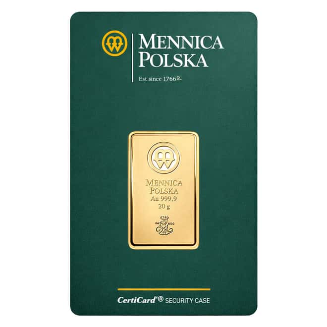 20 Gram Mint of Poland Gold Bar .9999 Fine (in Assay)