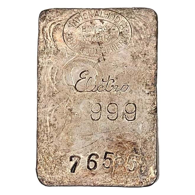 24.6 oz National India Bullion Refinery Bombay Electro Silver Bar