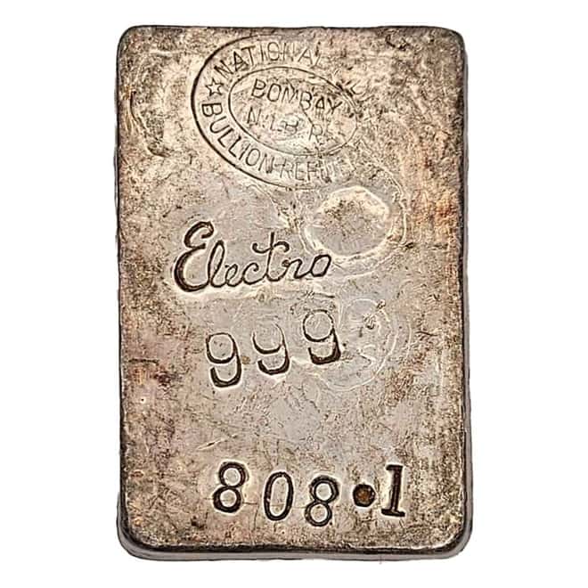 25.9 oz National India Bullion Refinery Bombay Electro Silver Bar