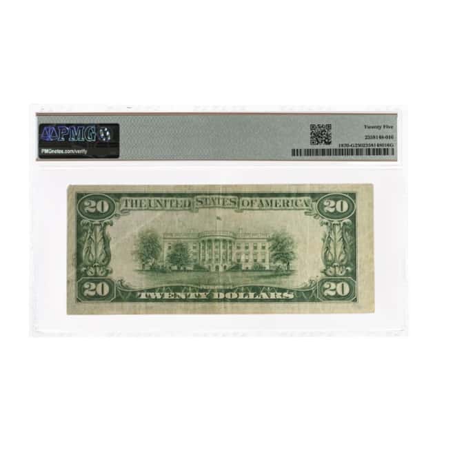 1929 $20 National Currency Note Chicago PMG VF 25