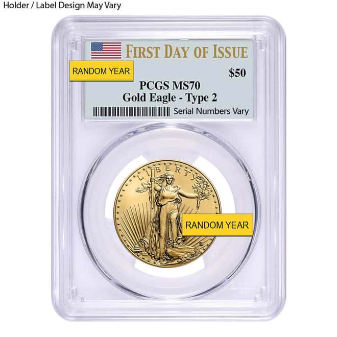 1/2 oz $25 Gold American Eagle PCGS MS 70 FDOI (Random Year)